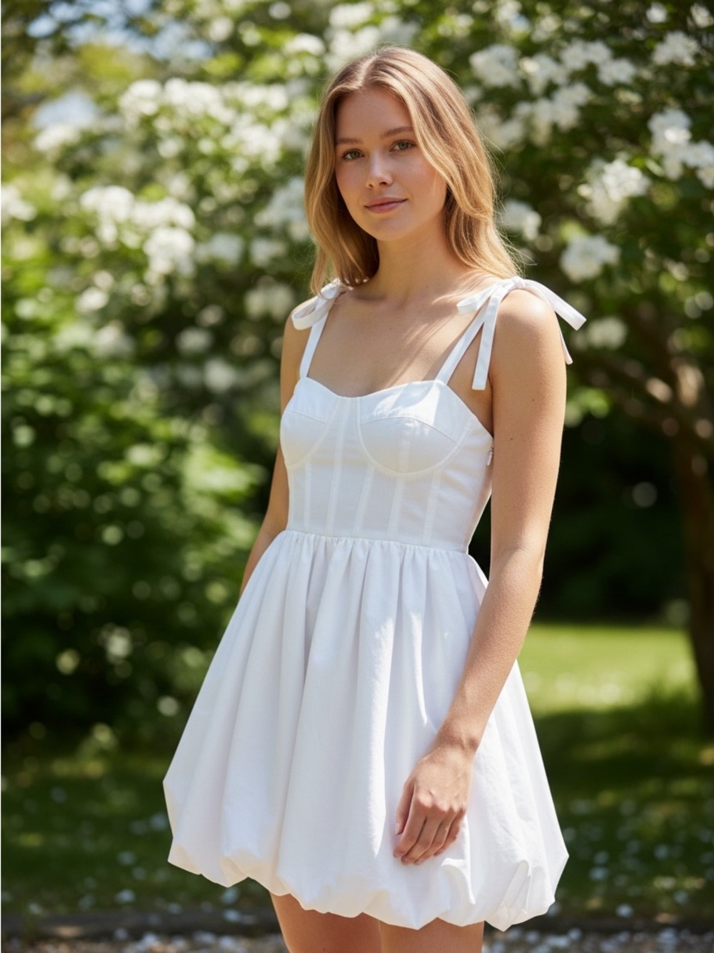 Frank & Oak White Tie-Strap Mini Dress XS Ballet Core Summer Vacation Feminine